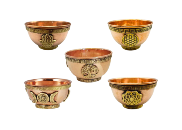 Copper Offering Bowls with Symbol